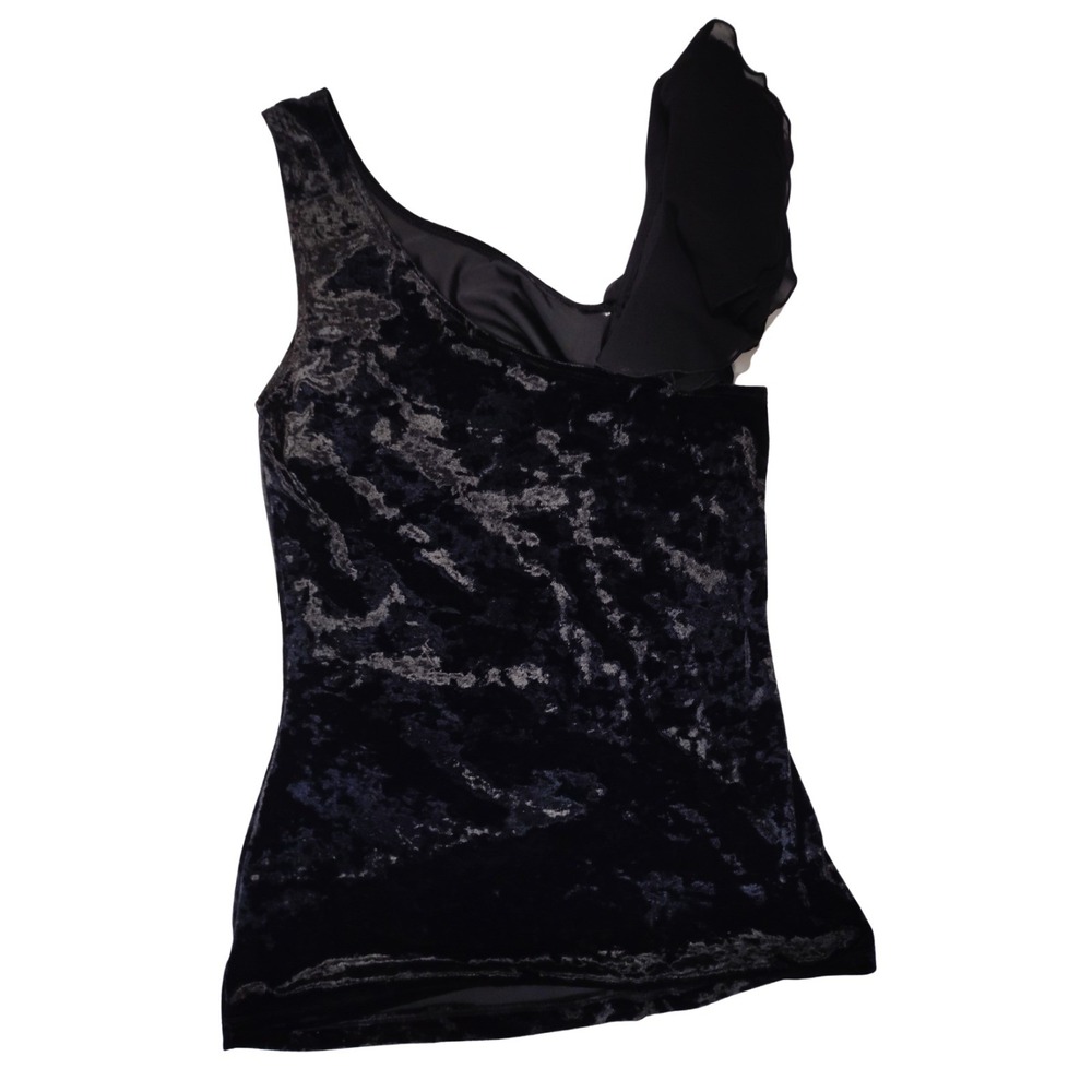 IZ Byer California Woman‎ Black Fairy-core Velvet Ruffle Tank Small - Picture 2 of 5
